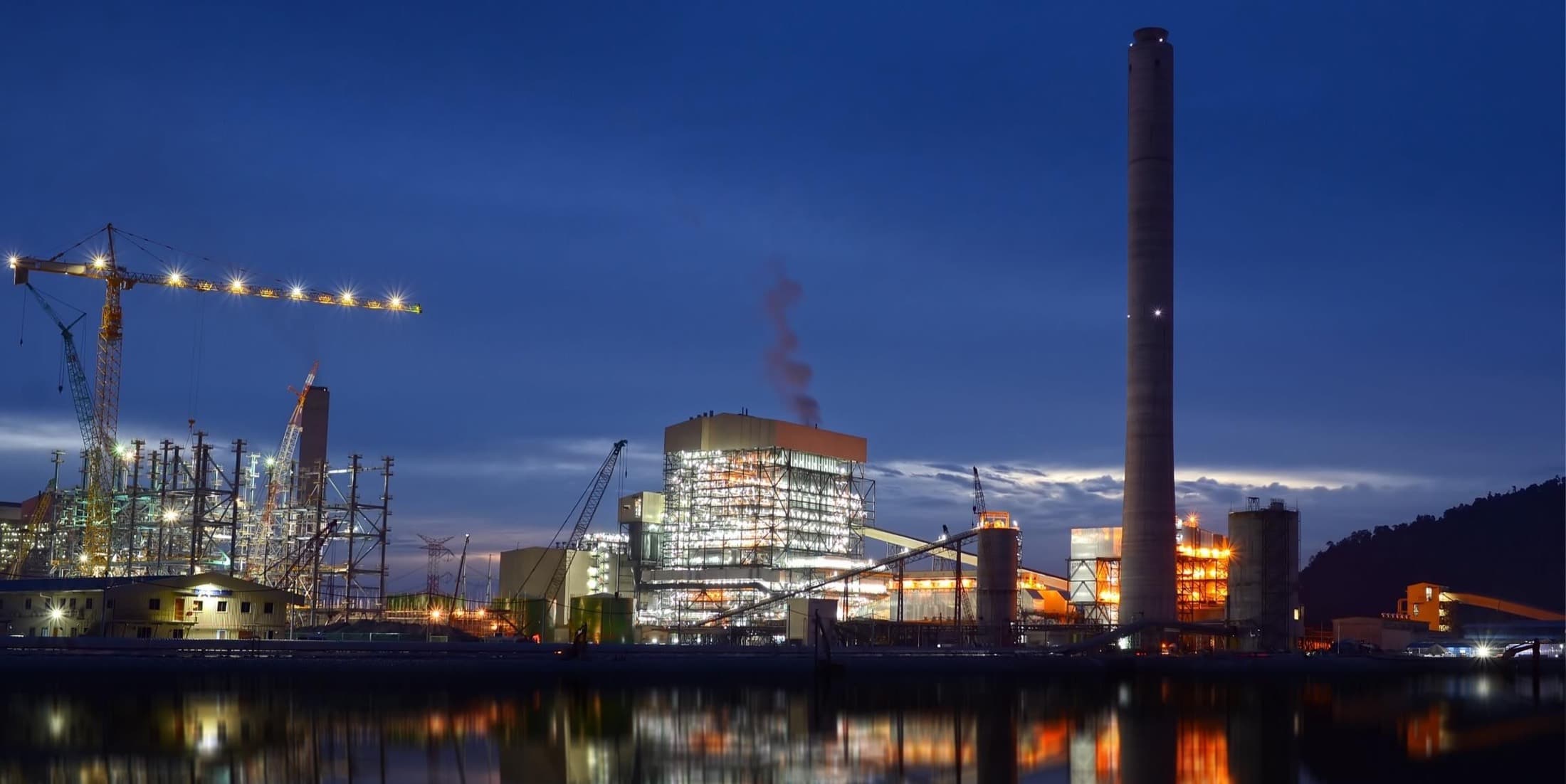 Night infrastructure asset with institutional-scale energy systems and industrial density.